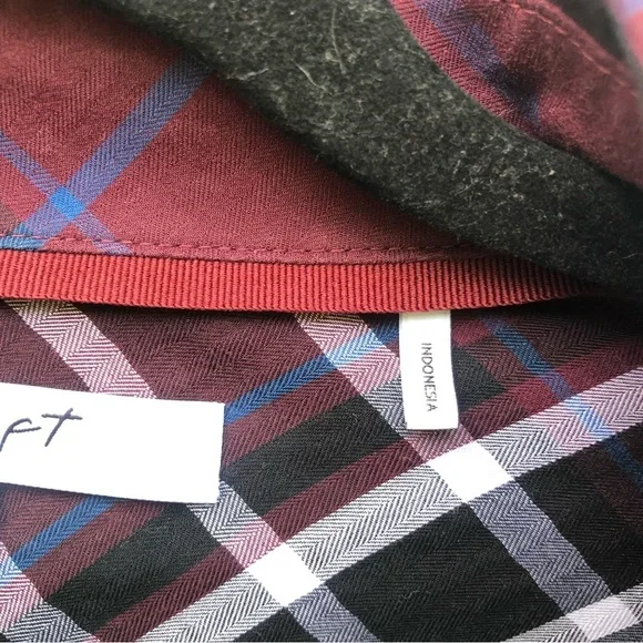Foxcroft burgundy preppy plaid top shirt L14 - Picture 10 of 10